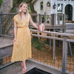 Draper James Yellow Floral Shirt Dress
